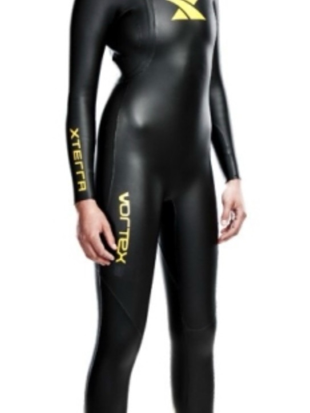 XTERRA Vortex Women's Full-Body Swim Wetsuit in Black with Yellow Accents